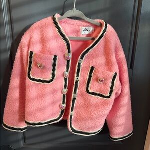 Charming Pink Kids Blazer and skirt with Heart Buttons